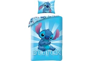 HALANTEX Disney LILO and STITCH – Reversible Single Duvet Cover Set 140 x 200 cm and Pillowcase 70 x 90 cm – Light Blue Multicoloured – 100% Cotton OEKO-TEX