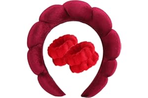 DRESHOW Diadema Spa para Lavarse la Cara Set de Muñequeras Esponja de Rizo Suave Maquillaje Cuidado de la Piel Diadema Antideslizante para Mujer