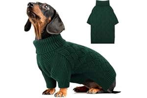 AOFITEE Pull Chien Petite Taille, Pull d’Hiver Chaud pour Chien Tricot Pull-Overs Chiens, Vêtement de Noël à Col Roulé Chiot pour Automne Hiver Sweat Epais pour Teckel Yorkshire Chihuahua