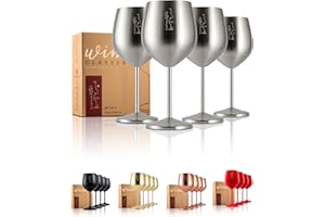 Gusto Nostro Copa de Vino de Acero Inoxidable - 530 ml - Copas de Vino Bonitas e Irrompibles para Viajes, Camping y Piscina - Copa de Vino de Metal Portátil Elegante, Única y Genial para Eventos al
