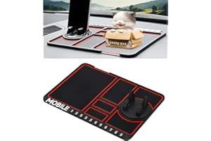 HTRTRR Tappetino antiscivolo 4 in 1 per auto, con supporto per telefono cellulare, multifunzione, rotazione a 360°, cuscino portaoggetti per telefono cellulare, cruscotto