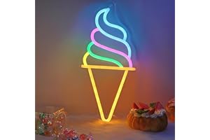 CoolGift Mart Ice Cream Neon Sign - Dimmable LED Light for Ice Cream Shop Wall Decor, USB Powered with 5 Color Lights, Ideal for Business Dessert Store, Bar, Party, Bedroom Decoration