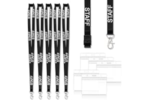 WDFCN 5 Pcs Black Staff Lanyards for Neck Lanyard with Card Holder Transparent Waterproof Breakaway Safety Id Badge Holder for Id Cards Holder