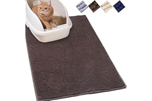 VIVAGLORY Soft Cat Litter Box Mat, Large Litter Trapping Mat for Indoor Cat, Machine Washable Cat Kitty Litter Tray with No-slip and Waterproof, 80 × 50cm, Brown