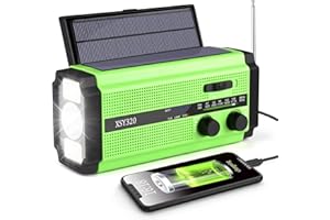 MILFECH Solar Radio, AM/FM Crank Radio, Portable Emergency Radio with 5000 mAh Rechargeable Battery, 3 Modes LED Torch, LED Reading Lamp, SOS Alarm and Hand Crank Dynamo for Camping, Travel (Green)
