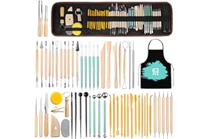 AMCHLEL Modellierwerkzeug,62 Stück Ton Werkzeug,Carving Tools Clay Keramik Sculpting Ton Werkzeug mit eine Aufbewahrungstasche,für Modellbau,Skulptur,Töpfer Künstler