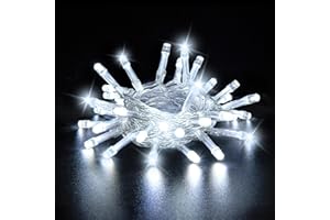 Dalugo White Battery Lights, 3M 30 LED Cool White Battery Powered Fairy Lights with Timer for Indoor & Outdoor Christmas Decorations