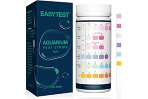 EASYTEST 6 in 1 Aquarium Test Strips, 150 Strip Pack Aquarium Water Test Kit for Freshwater, Fish Tank, Fish Pond, Accurate Testing Total Hardness, Carbonate Nitrate, Nitrite, Cl2, pH