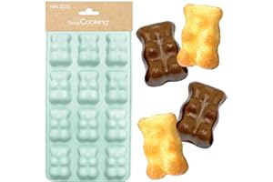 SCRAPCOOKING SCRAP COOKING 6723 Moule en Silicone Oursons Guimauve, 12 Formes pour Chocolat & Gâteaux, Ustensile Souple Pâtisserie, Apte Four & Congélateur, 25 x 12,5 x 1,5 cm, Vert D'eau