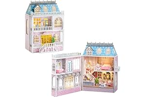 CUTE-Eyfud DIY Miniature Dollhouse Kit 1:24 Scale - Wooden House with LED Lights & Furniture, Handmade Craft for Adults/Teens, Home Desk Decoration, Birthday Gift for Women (Romantic Castle)
