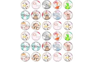 ZLIGER 30 Stück Glas Runde Fliesen, Cabochons Runde Mosaik Fliesen Dekorative Glas Cabochons Granulat Niedliche Tier-Glasflicken für Schmuck, Halsketten, Schlüsselanhänger und Bastelarbeiten (Rund/30mm)