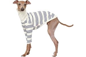 D DOGGY STAR Italian Greyhound Clothes Flexible T Shirts Whippet for Dogs (S,Cobalt Stripe)