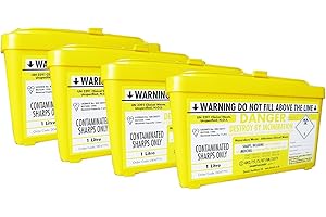 Sharpsguard Bin, 1 Litre, Yellow, Pack of 4