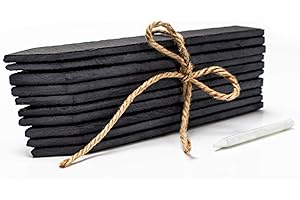AMAZY Étiquettes en Ardoise pour Jardin - Lot de 10 Étiquettes Réutilisables + Craie - Résistantes aux Intempéries - Étiquettes pour Plantes, Semis, Pots de Fleurs et Potager (Lot de 10, 20 x 3cm)