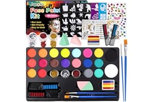 ‎JANOLIA Janolia Gesichtsfarbe Kinderschminken Set, Bodypainting Farben für Theaterschminke, Kinderschminke Wasserbasis, 20 Farben Faschingsschminke Face Paint, Ideal Kinderschminke Set für Halloween Karneval