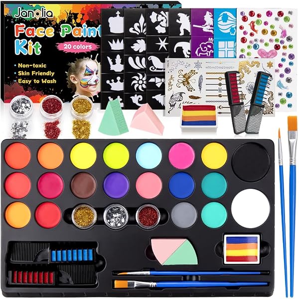 KARLOR 8er Set Gesichtsbemalung Schablonen: Wiederverwendbar, Polyester Harz, 20x12 Cm – Für Fasching, Halloween & Partys