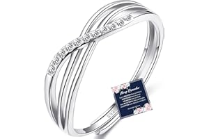 RANKEEF Sterling Silver Forever Linked Adjustable Ring - Cubic Zirconia Love Knot Promise Thumb Ring for Women - Gift for Ladies Girls With Inspirational Card