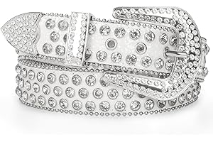 INOGIH Cintura con strass per donna uomo, cintura nera con borchie, cintura per pantaloni jeans (Misura la vita 74 a 103 cm)