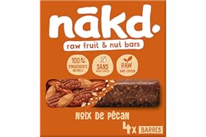 NĀKD. Nakd barras tarta Nuez de pécan – véganes, crues, sin gluten, sin lactosa | 4 barras énergétiques Sport | Nakd