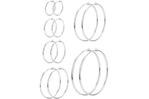 Roheafer 6 paires Clip sur boucles d'oreilles créoles pour femmes fausses boucles d'oreilles créoles printemps boucles d'oreilles ensemble pour oreilles non percées bijoux 6 tailles