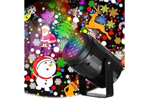DOLLGIFT Christmas Projector Lights, 16 Slides LED Xmas Projector Lamp Snowflake Snowman Christmas Tree Santa Reindeer for Christmas Outdoor Indoor Decorations Party Garden House Decor
