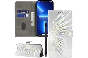 GLANDOTU Lederhülle für Samsung Galaxy A55 5G Hülle, Kartensteckplätzen Muster Flip Motive Wallet Handyhülle Tasche Case Schutzhülle Kompatibel mit Samsung A55 5G Hülle - Kristall-Federn