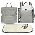 Leather Diaper Bag Backpack by miss fong, Backpack Diaper Bag with Changing Pad,Wipes Pouch,Diaper Bag Organizer