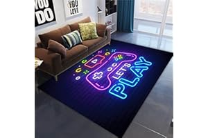 PEIHUODAN Area Rugs Gamepad 3D Hip Hop Graffiti Large Living Room Carpet Multicolor Teen Boys and Girls Modern Bedroom Carpet Non-slip Polyester Game Control Buttons Floor Mat (Colour2,100 x 150 cm)