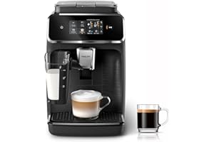 Philips Machine à Expresso Entièrement Automatique Séries 2300-4 Boissons, Écran tactile couleur moderne, LatteGo, SilentBrew, Broyeur 100% Céramique, Filtre AquaClean. Noir mat (EP2330/10)