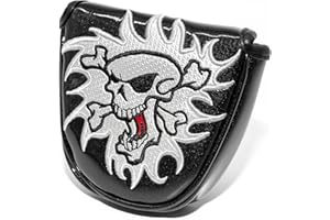 MYKEPODA Black Golf Skull Skeleton Mallet Putter Cover Magnetic Closure Golf Club Putter Headcover