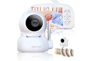 BAYTIZ SKYCROO | Camara Vigilencia Bebe 360 + Soporte - Vision Nocturna Cámara Wifi Interior Regalos para Bebes Recien Nacido Camaras Despertador Digital Tronas Hamaca Baby Monitor Walki Talkie Movil Luz Voz