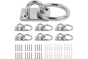 Lyaor 6 Pezzi M5 Gancio per Piastra Oculare Placca Occhiello in 304 Acciaio Inossidabile con Anello Gancio Robusto per Montaggio a Parete a Soffitto Piastra Ancoraggio per Barche Yoga Swing Amaca