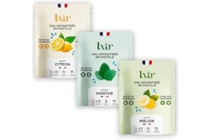 LXIR DRINK - Eau aromatisée en pastille sans sucre - Boisson multivitamines - Riche en vitamines C et B - Hydratation quotidienne - Beauté de la peau (1 unité (Lot de 36), Citron/Menthe/Melon)