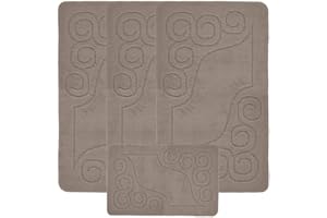 EMMAHOME ROMANY GYPSY WASHABLE 4PCS MAT/RUG SET, CARAVAN/MOBILE HOME TOURER SIZES, 67X120CM Pratt (Camel)
