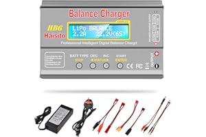 Haisito Lipo Charger, 80W 6A Balance Charger for LiPo Li-ion LiFe NiCd NiMh Pb, Multi-functional Intelligent Charger, RC Hobby Battery Balance Charger LED W/AC Power Adapter