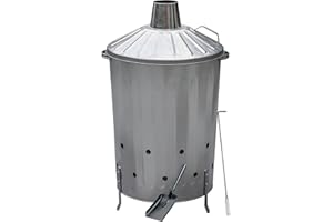 CrazyGadget 90 Litre Large Galvanised Metal Incinerator Fire Burning Bin with Lid + Ash Shovel & Poker