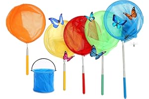 ‎AMZMUKAUP Landing Net for Fishing, Foldable Fishing Net, Telescopic Pole Handle, Durable Nylon Braid, Safe Fishing Net, Butterfly Net for Garden, Pool, Outdoor, Garden Activities