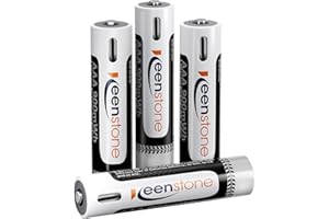 Piles AAA Rechargeables USB-C, Keenstone 900mWh Lithium LR03 HR03 Accus 1.5V Tension Constante Charge Directe Via Type-C 4 en 1 (4 Pack)