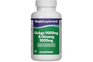 SIMPLY SUPPLEMENTS Ginseng & Ginkgo Biloba Tablets | Ultra High Strength Formula | Vegan & Vegetarian Friendly | Popular Supplement for Supporting Vitality and Mental Performance | 360 Tablets | Manufactured in The UK