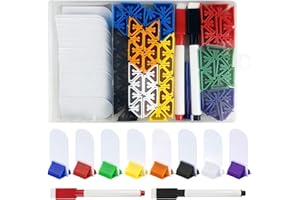 SHUIYUE 130-SET Game Card Stand & Marker Set - 8 Colorful Game Card Stands, 2-in-1 Marker Pens (Red+Black), Party Favor, Storage Box Included