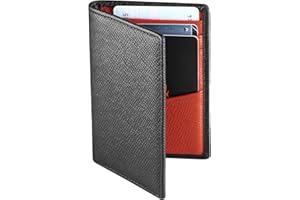 WeValley Porte Cartes de Crédit, RFID Blocage, Bifold Portefeuille Homme Cuir Véritable, Rangement Carte de Crédit et Billets (Noir et Orange)