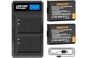 2X Shentec 7.2V 1800mAh Li-ion per Batteria Canon LP-E10 EOS Rebel T3 T5 T6 Kiss Kiss X50 X70 EOS 1100D EOS 1200D EOS 1300D EOS 4000D EOS 3000D EOS 2000