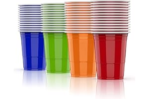 AOLUXLM 52pcs Reusable Plastic Cups - Red Cup, Blue Cup, Orange, Green Cup, Disposable Cups Set for Garden Games, Outdoor Games, Hen Party, Holiday, BirthdaChristmas, Easter, New Year's Eve