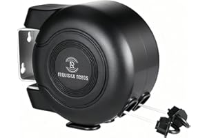 REQUISITE NEEDS 30M Wall Mounted Twin Cable Retractable Washing Line, Black, Heavy-Duty Plastic & Polyvinyl, 2x15m Length, Indoor Outdoor Laundry Drying Line - Black