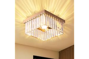 Cainjiazh Kronleuchter Kristall Deckenleuchte Moderne Rechteckige Deckenleuchte K9 Edelstahl Kronleuchter für Wohnzimmer Schlafzimmer Esszimmer Deckenbeleuchtung E26 Quadratisch 50cm