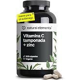 Vitamin C - 360 Capsules - High Dose 1000mg + 15mg Zinc (2 Capsules/Day) - Fermented &amp; Buffered Plant Product (pH Neutral, Ac