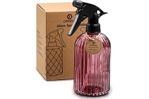 OFFIDIX Glass Spray Bottle, Handheld Pressure Plant Mister 0.4L Water Sprayer Watering Can with Adjustable Nozzle for Garden, Plant, Cleaning (Fuchsia)