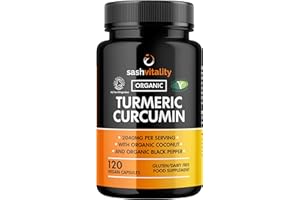 Organic Turmeric High Strength 2040mg Capsules with Black Pepper & Ginger – Advanced Turmeric Curcumin | 120 Vegan Turmeric Capsules | Certified Organic | UK Made Sash Vitality Joint, Immunity support