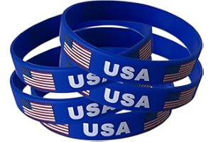 TARIFA UNITED American Flag Silicone Wristbands - Pack of 5 USA Flag Rubber Wristbands - Red, White, and Blue - Adult Unisex Bracelets