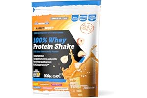 NAMEDSPORT SUPERFOOD NAMEDSPORT> 100% WHEY PROTEIN SHAKE HAZELNUT, Proteine del Siero del Latte Concentrate e Ultrafiltrate, Ideali per il mantenimento della Massa Muscolare, BCAA e Vitamine del Gruppo B, 900g